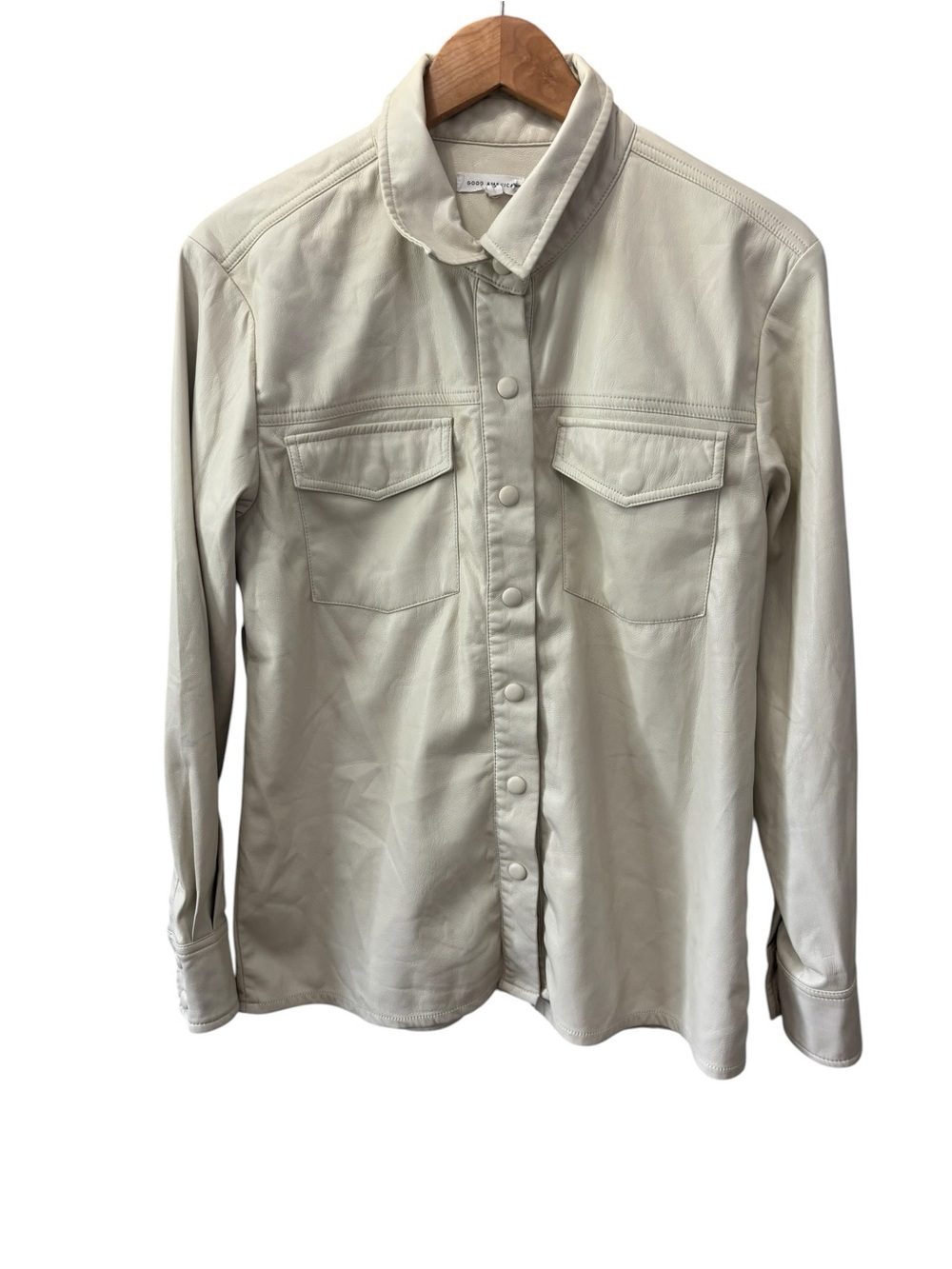Good American Better Than Leather Button Up Shirt Jacket Size 3 (10/13) OffWhite